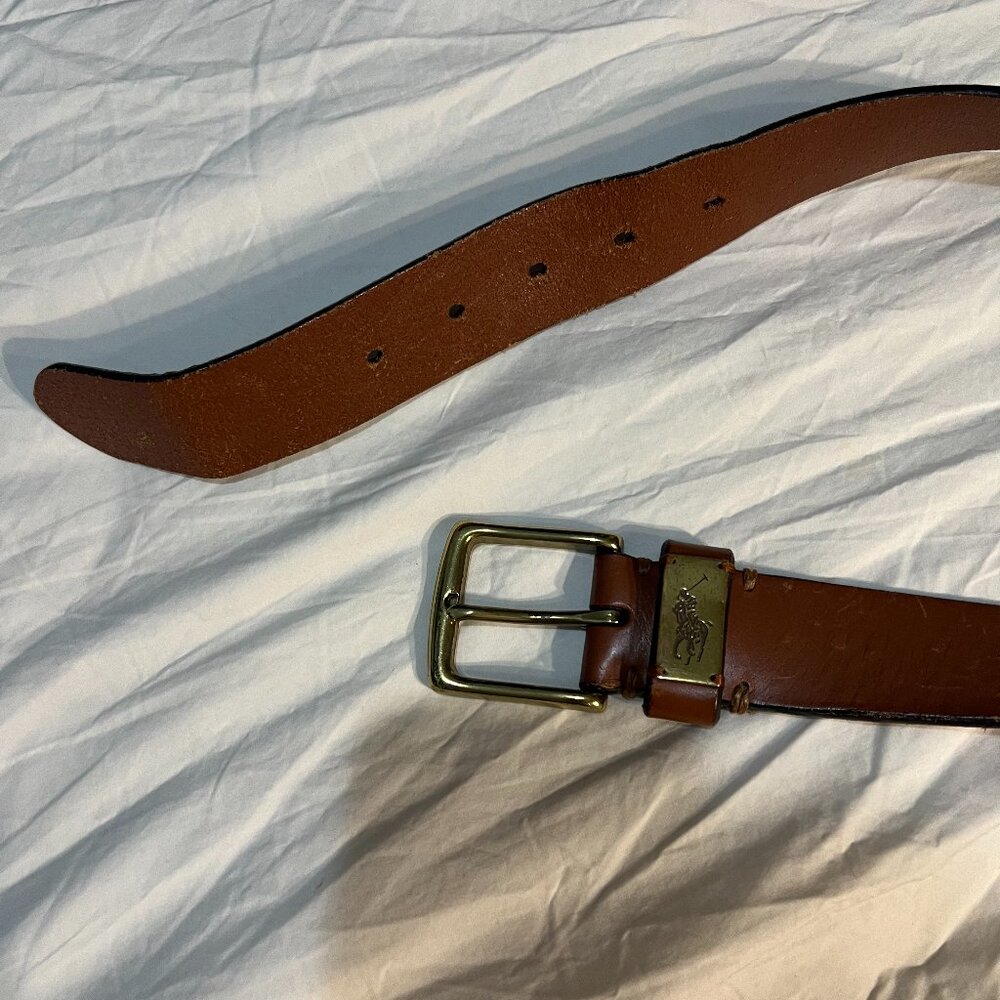 Mens Polo Ralph Lauren Brown Leather Belt